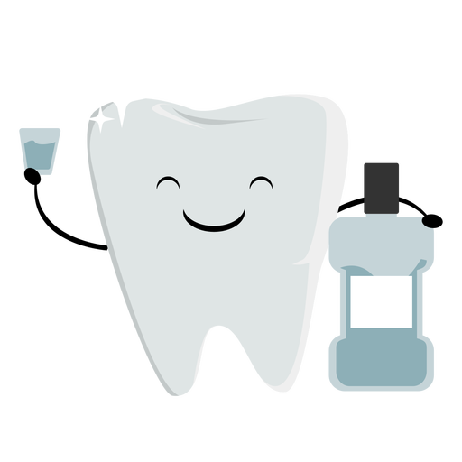 Happy tooth with mouthwash character