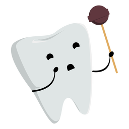 Happy tooth with lollipop character PNG Design