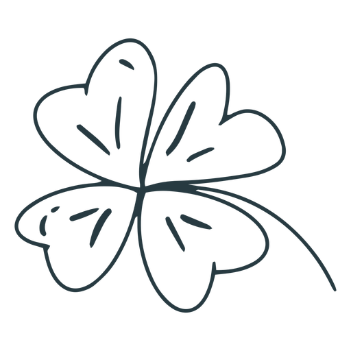 Four-leaf stroke clover PNG Design