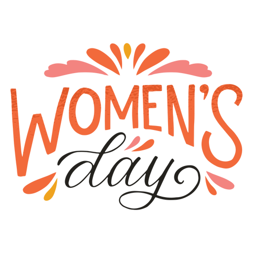 Distintivo de letras ornage do dia da mulher