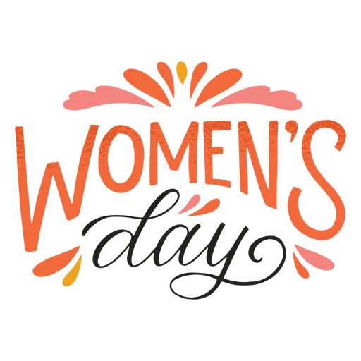 Women's day ornage lettering badge PNG Design