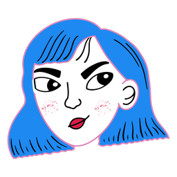 Retrato de niña trazo de color Diseño PNG