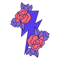 Lightning bolt flowers color-stroke PNG Design