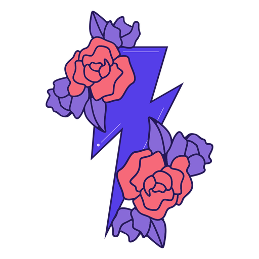Lightning bolt flowers color-stroke PNG Design