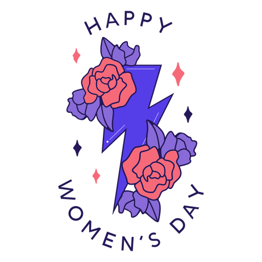 Insignia de rosas feliz día de la mujer Diseño PNG