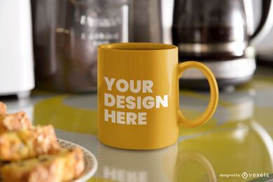 Diseño de maqueta de taza de desayuno