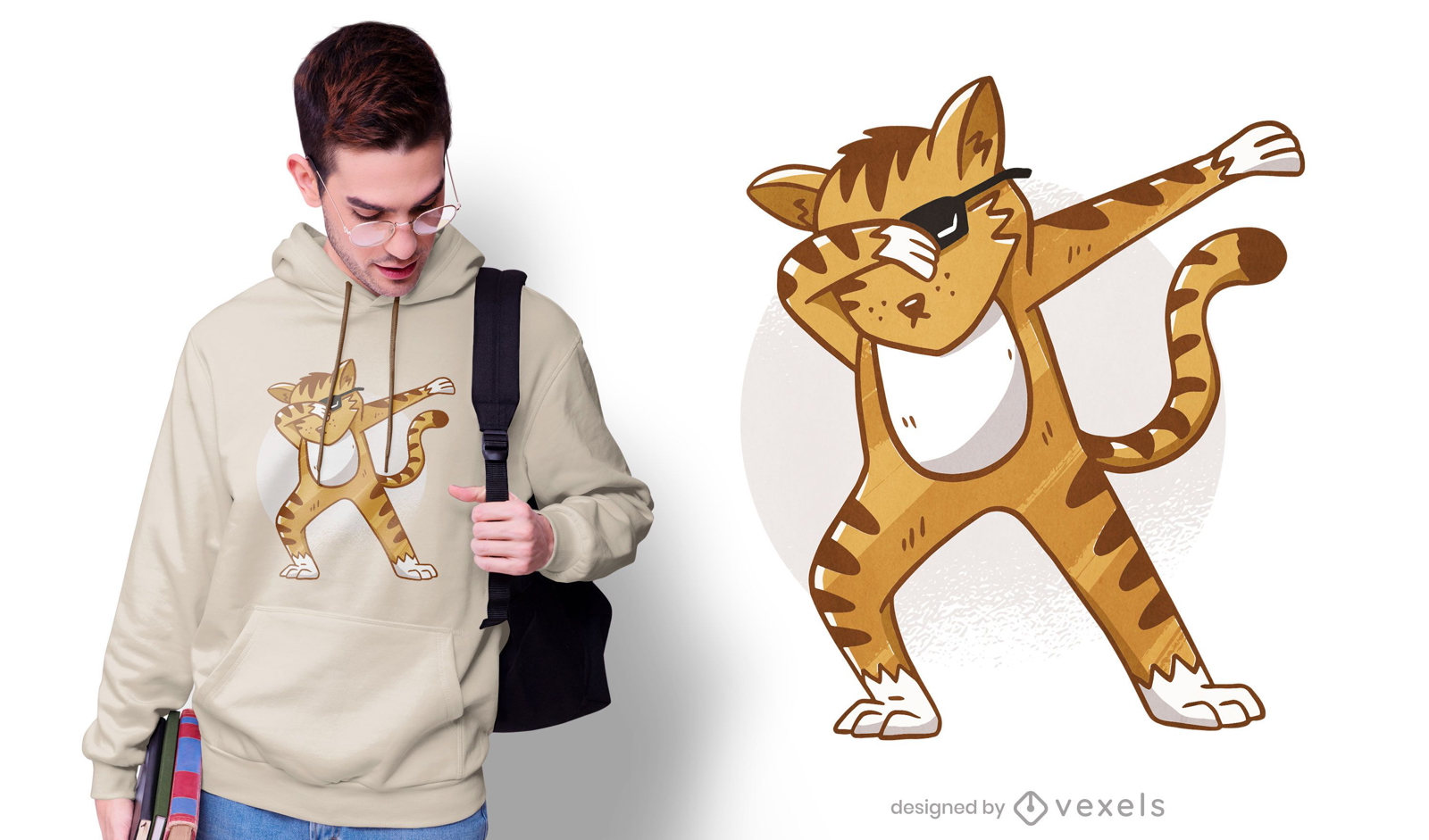 Óculos de sol com design de t-shirt cat dab