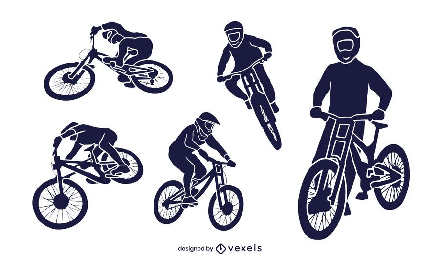 Downhill cut-out silhouette set Downhill cut-out silhouette set