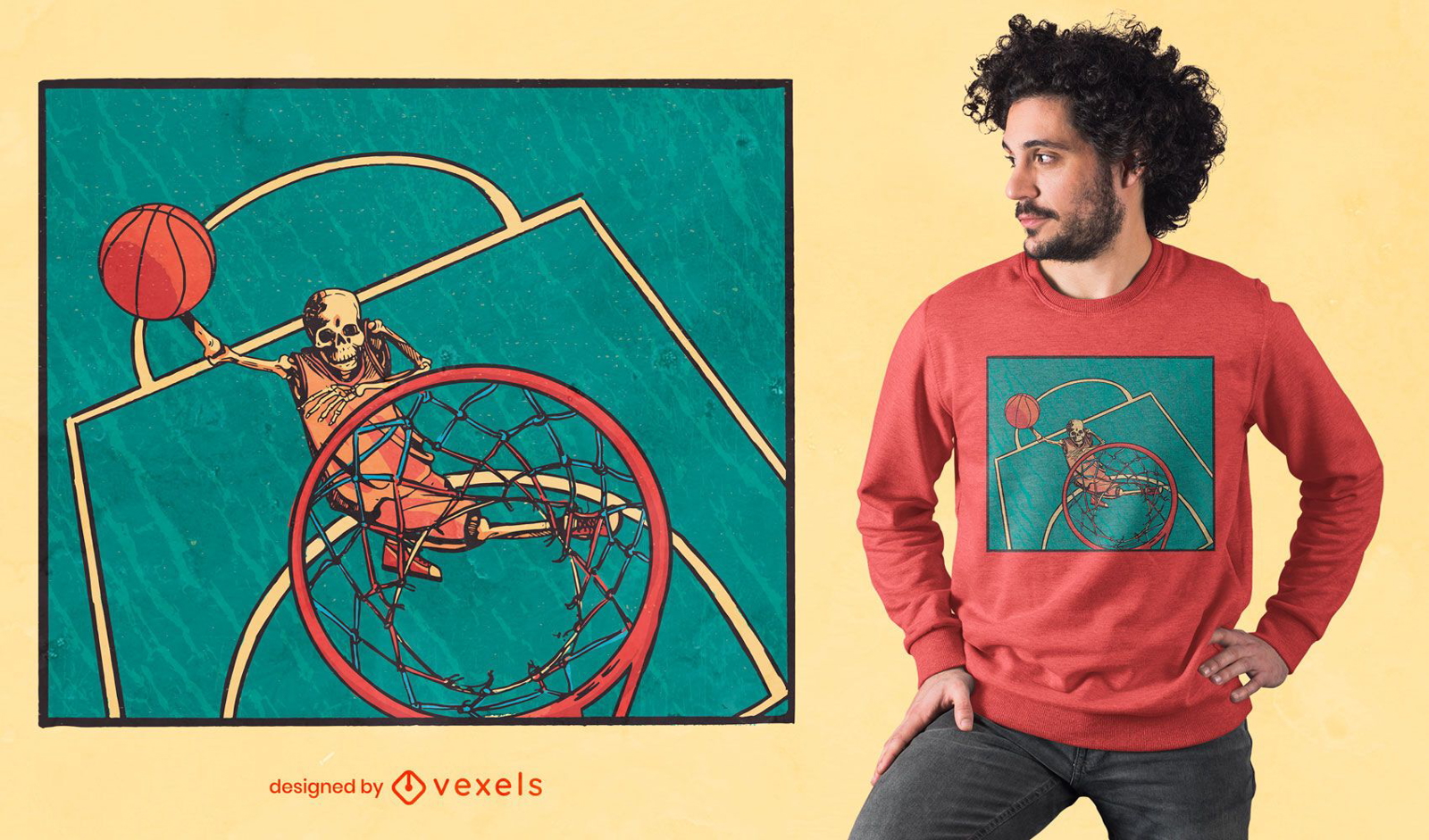 Basketball skeleton t-shirt design