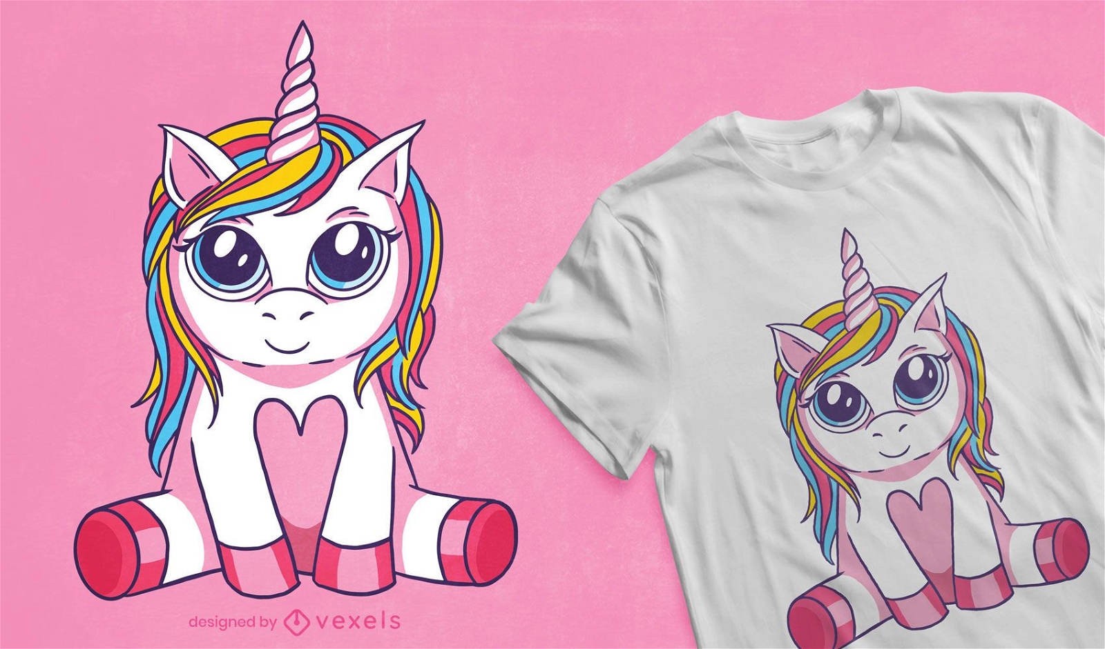 Diseño de camiseta de unicornio de ojos grandes