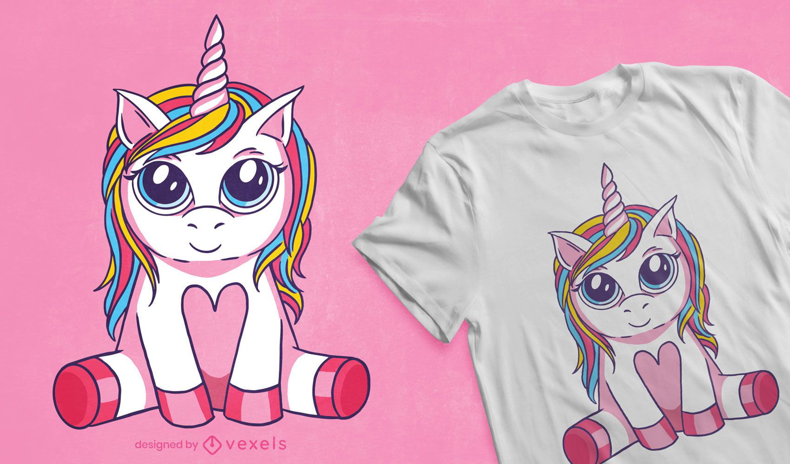 Einhorn-T-Shirt-Design mit gro?en Augen