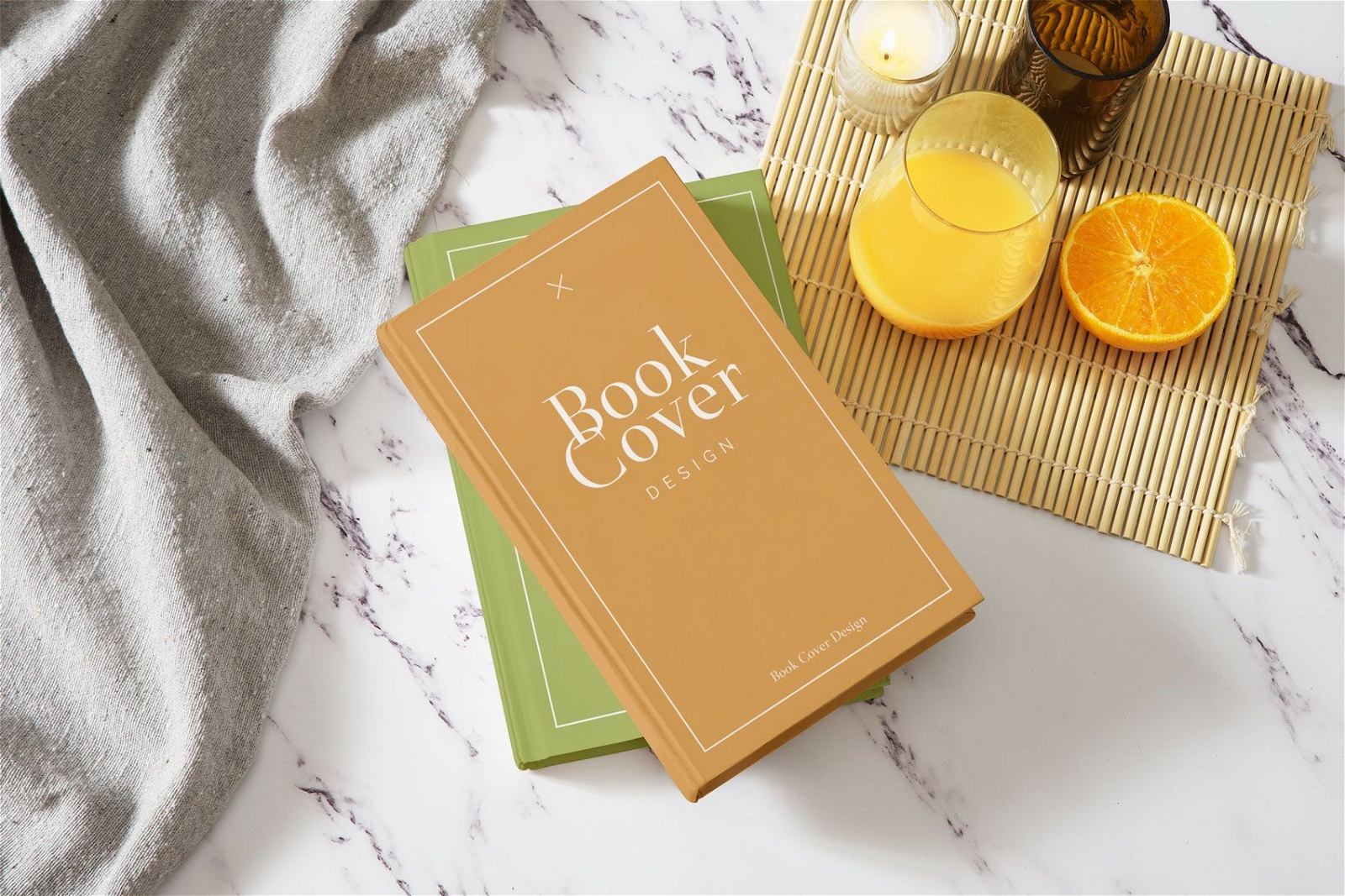 Breakfast book cover mockup composition
