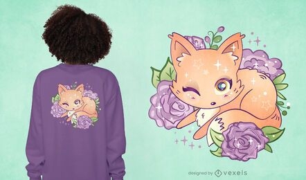 Diseño de camiseta kawaii fox