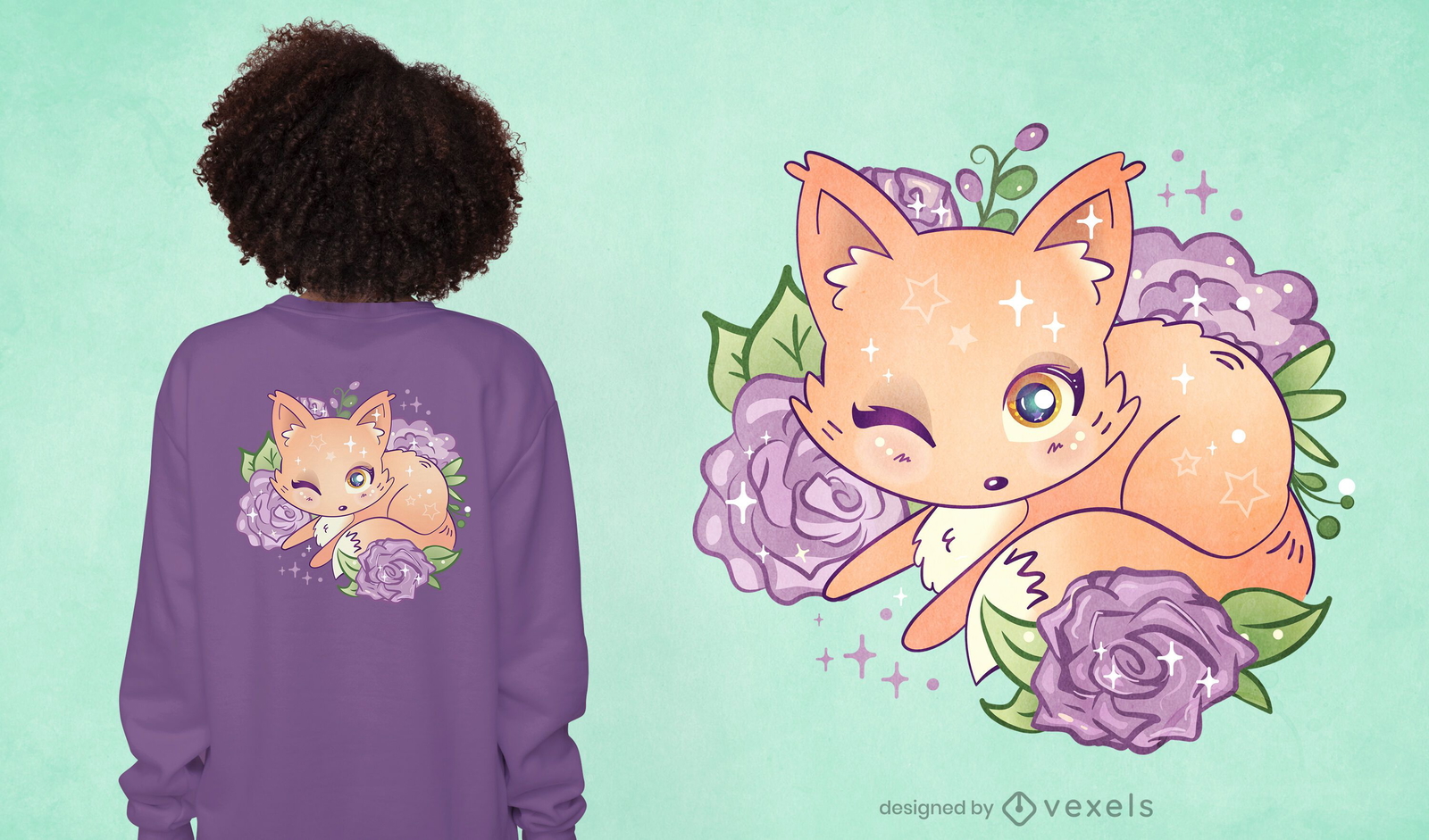 Kawaii fox t-shirt design