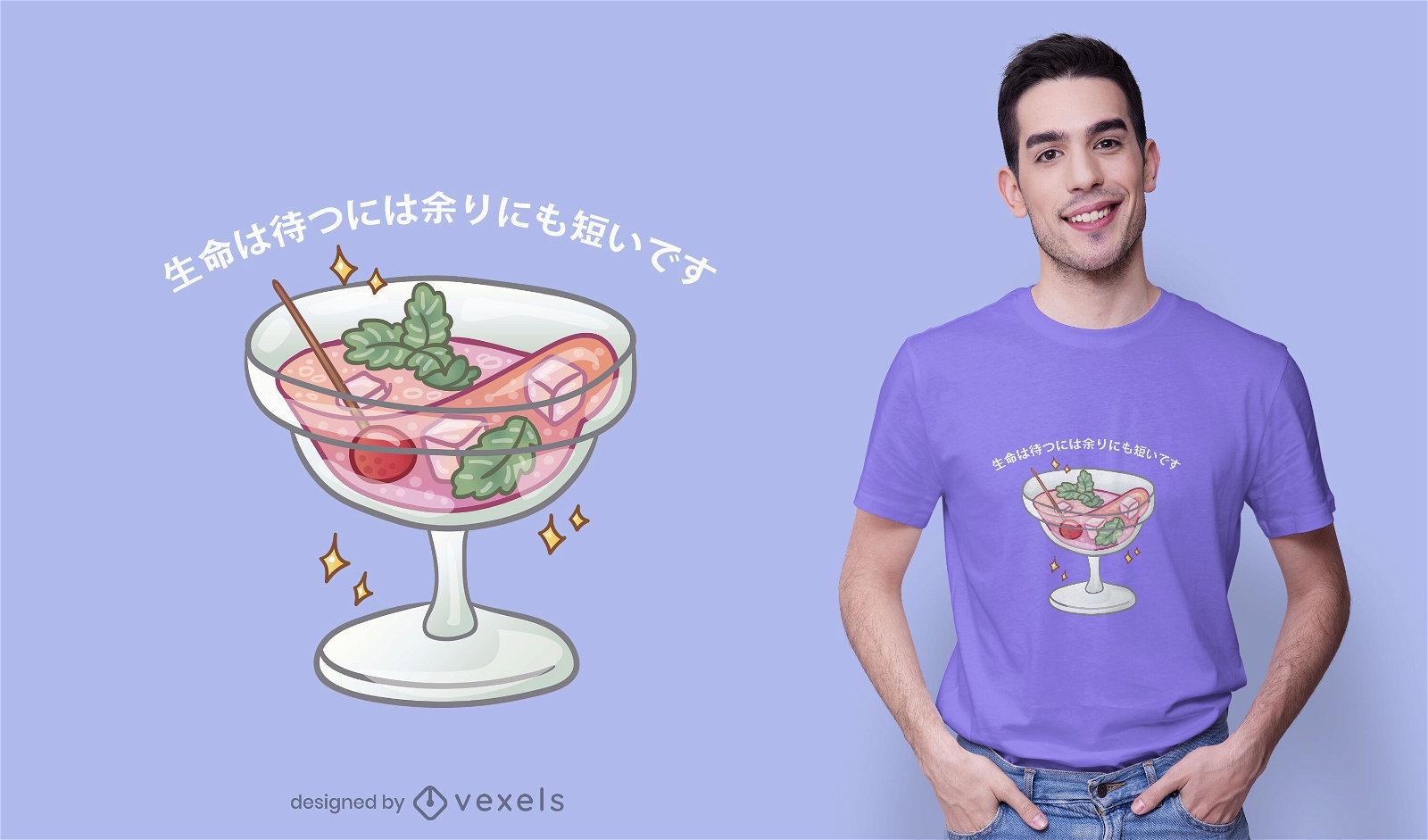Design de t-shirt cocktail rosa Kawaii