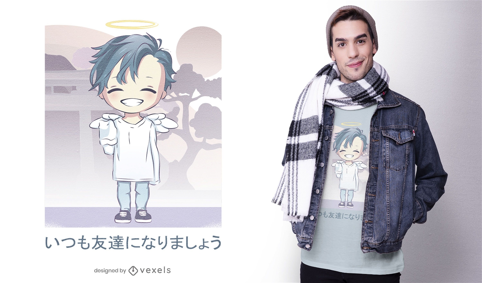 Lindo diseño de camiseta de anime angel