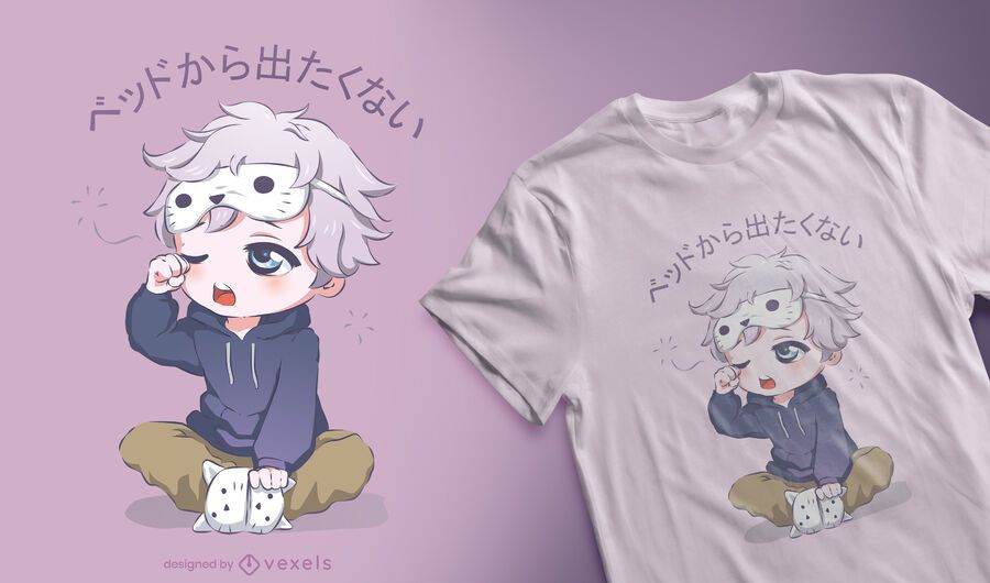 Sleepy anime boy t-shirt design Sleepy anime boy t-shirt design