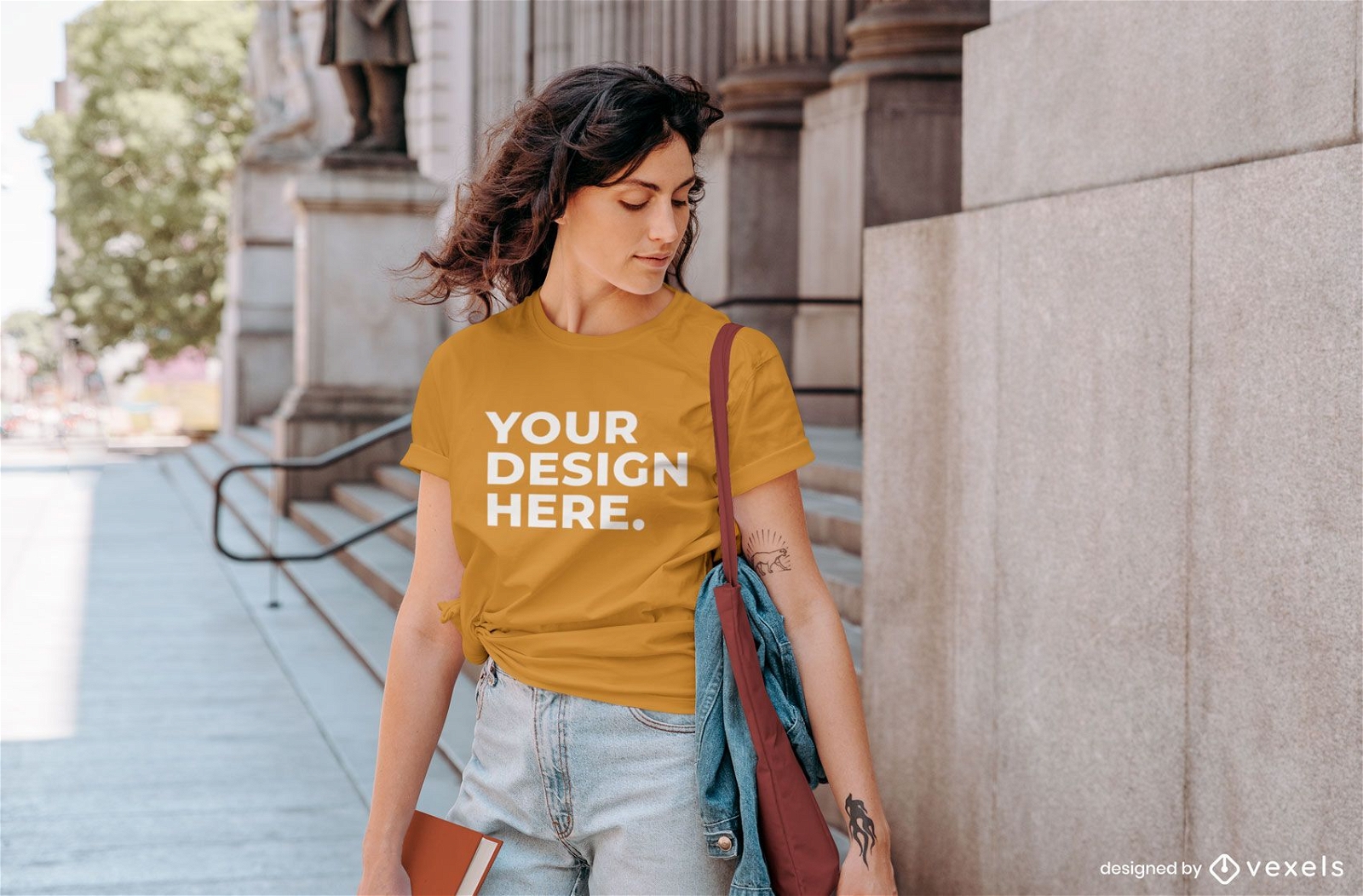 Woman street t-shirt mockup