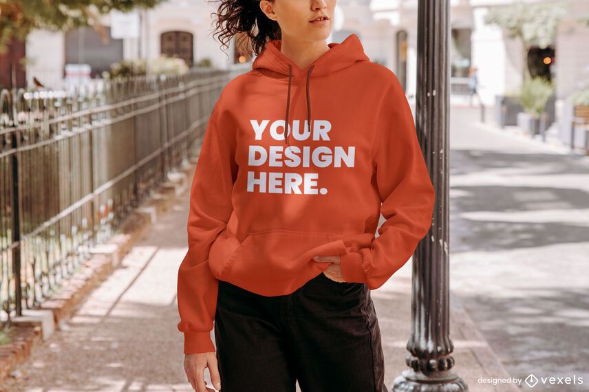 Diseño de maqueta de sudadera con capucha modelo de calle Diseño de maqueta de sudadera con capucha modelo de calle
