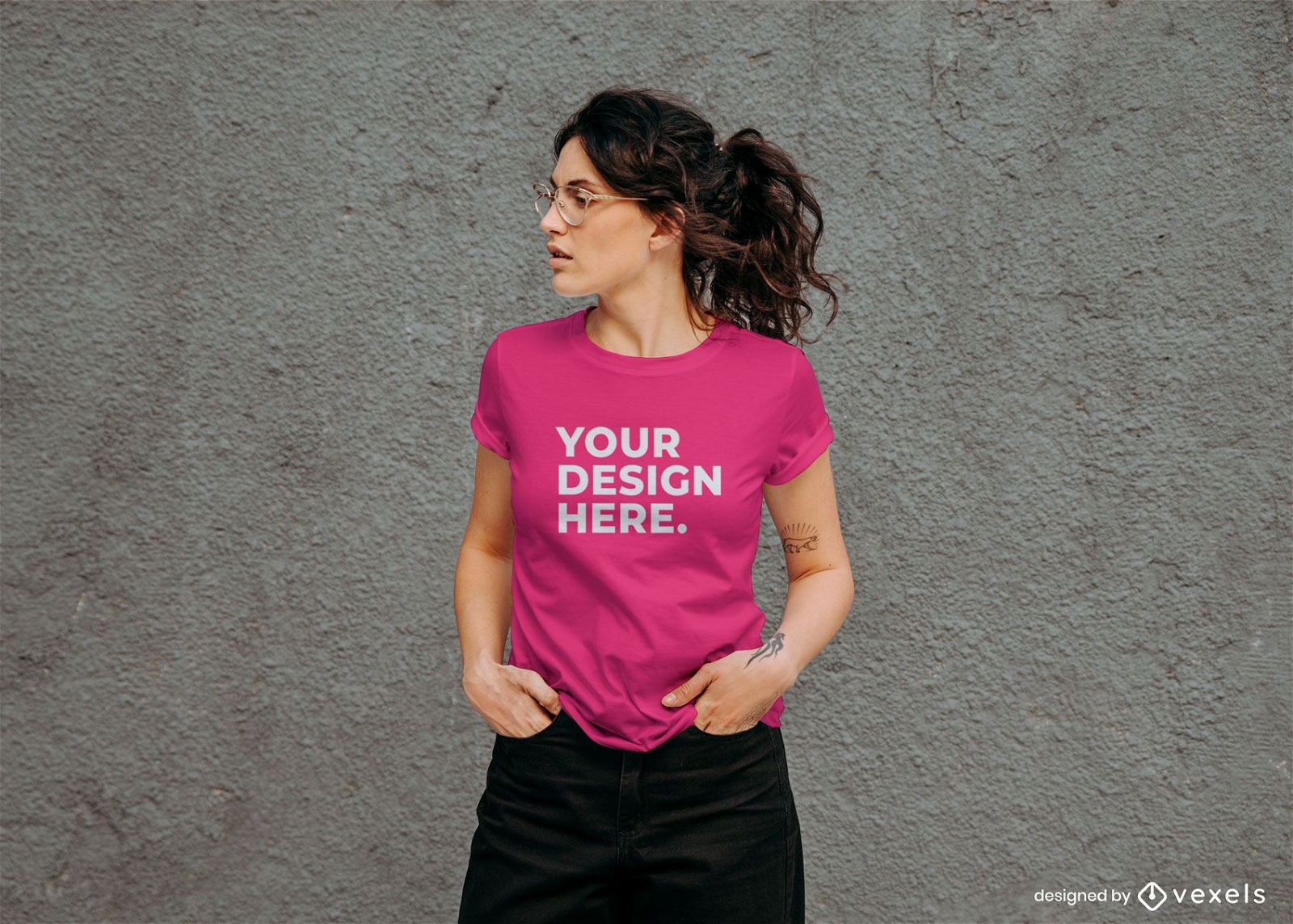 Wall woman t-shirt mockup design