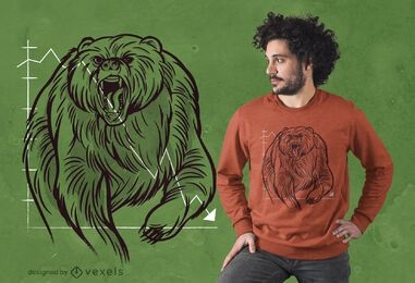 Diseño de camiseta de oso bursátil.