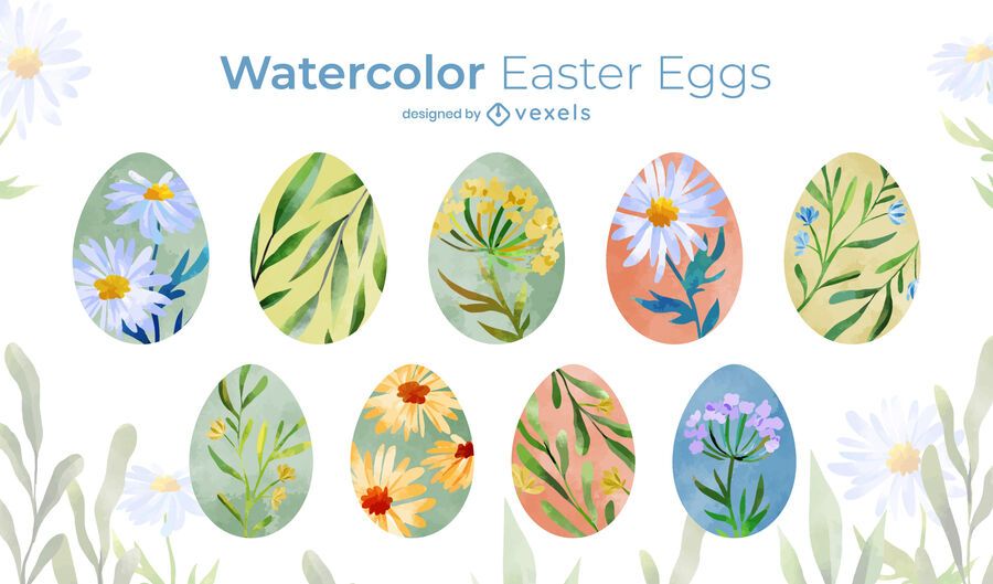 Watercolor Easter egg set Watercolor Easter egg set