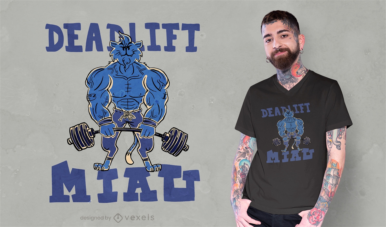 Weightlifting cat t-shirt design