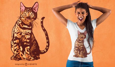Diseño de camiseta realista de gato de Bengala.