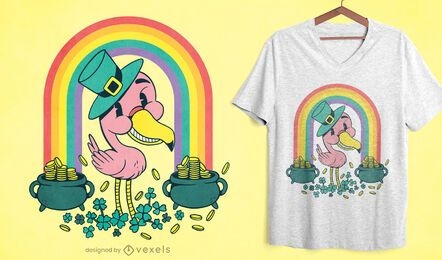 Diseño de camiseta St Patricks flamingo