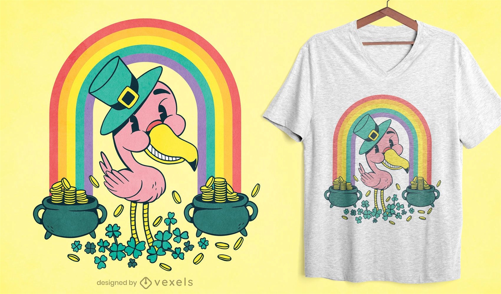 St Patricks Flamingo-T-Shirt Design