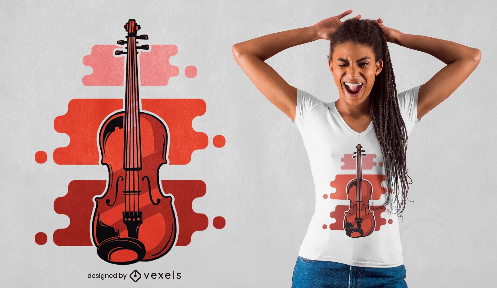 Design de camiseta de violino vermelho