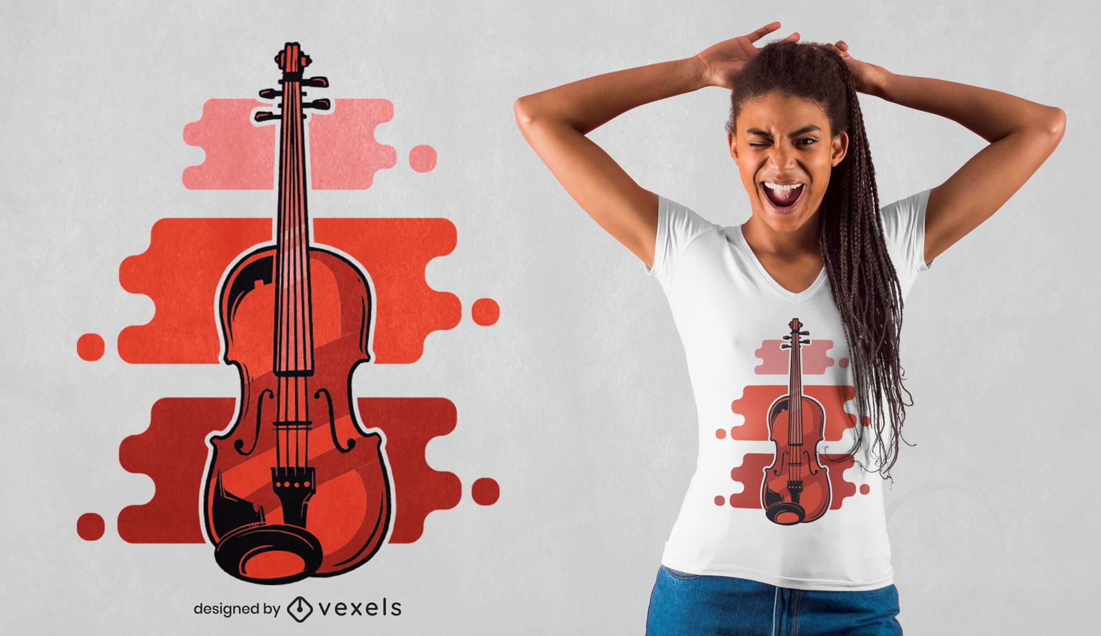 Diseño de camiseta roja violín