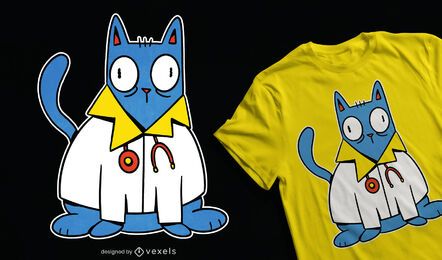 Diseño de camiseta cat doctor