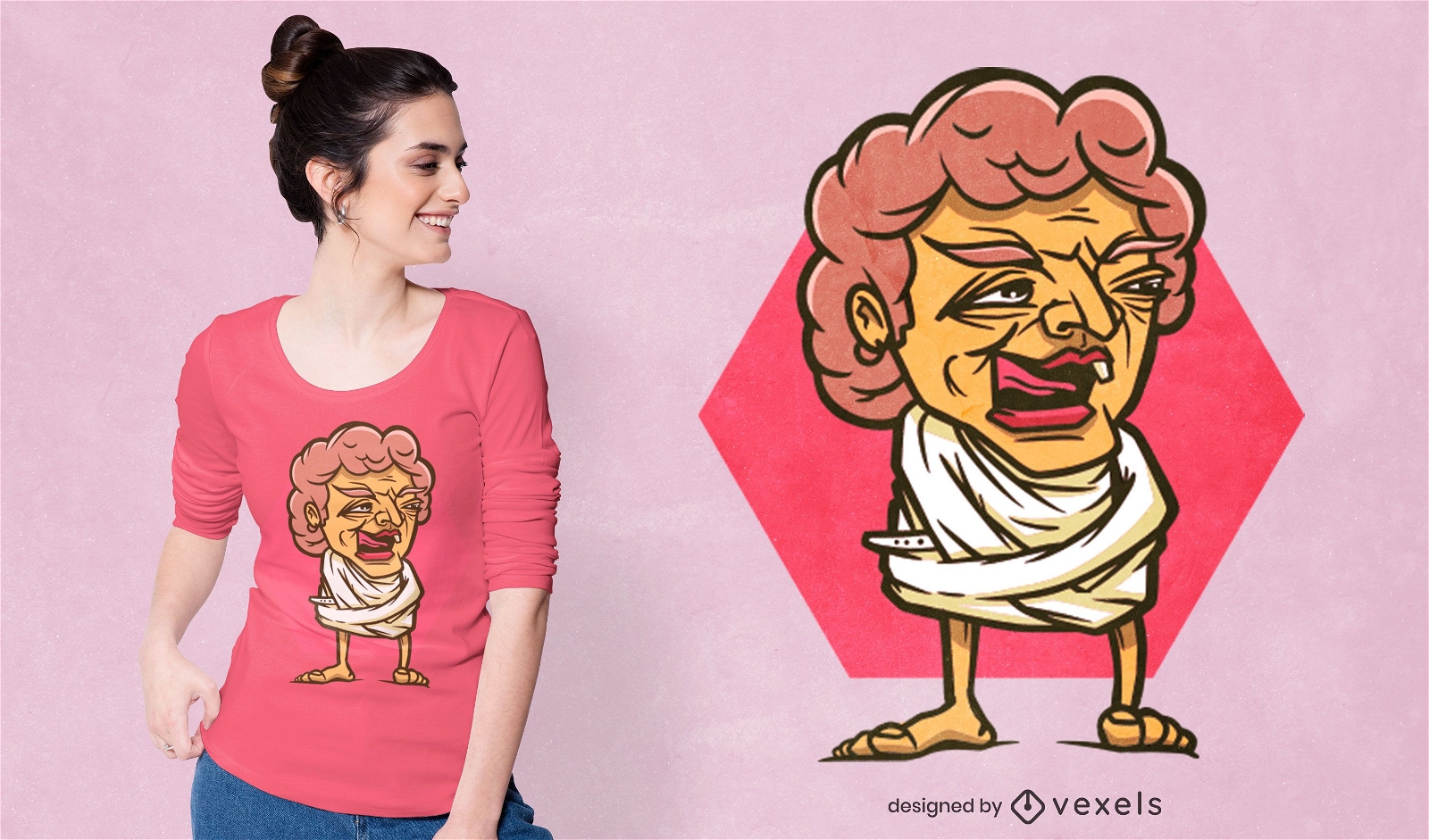 Crazy elderly woman t-shirt design