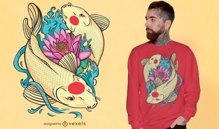 Design de t-shirt de peixes koi Tancho