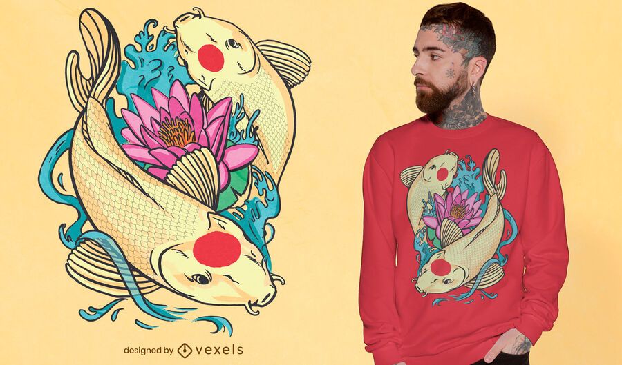 Tancho koi fish t-shirt design Tancho koi fish t-shirt design