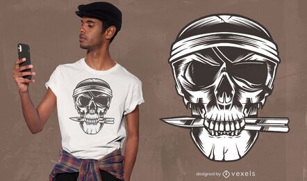 Pirate skull knife t-shirt design Pirate skull knife t-shirt design