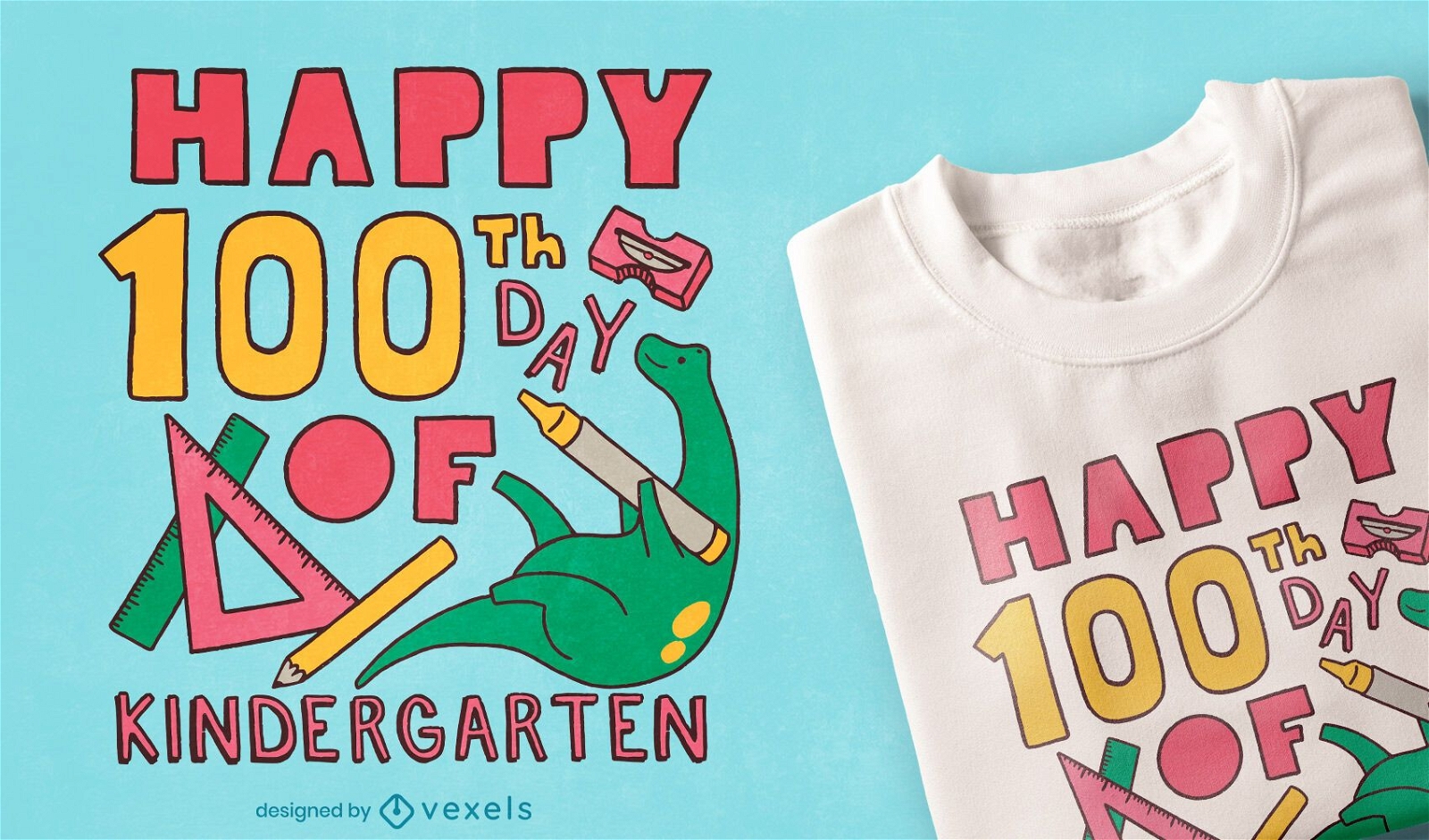 Diseño de camiseta de jardín de infantes del día 100