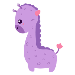 Girafa roxa feliz plana Desenho PNG