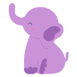 Feliz elefante morado plano