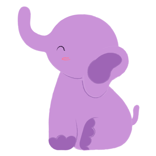 Happy purple elephant flat PNG Design