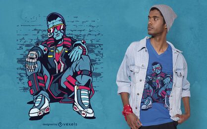 Cyberpunk urban man t-shirt design Cyberpunk urban man t-shirt design