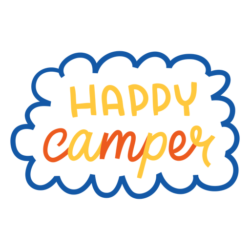 Happy camper colorful lettering