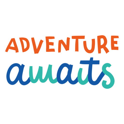 A aventura aguarda letras coloridas Desenho PNG