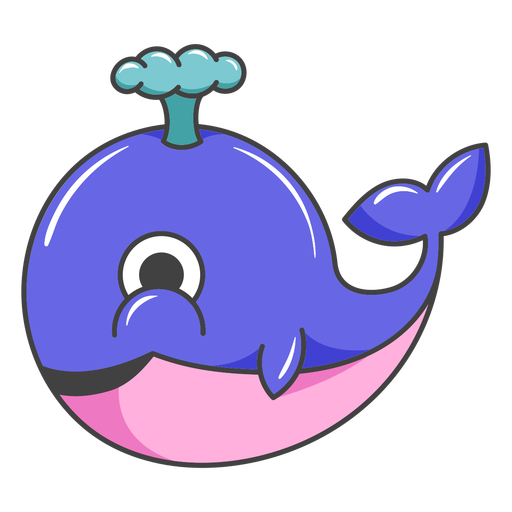 Happy whale cartoon PNG Design