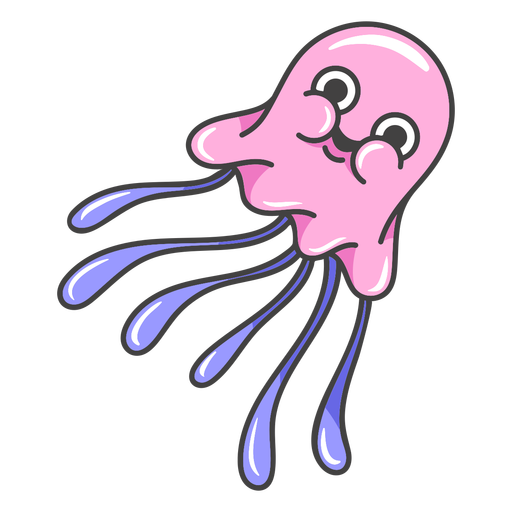 Happy jellyfish cartoon PNG Design