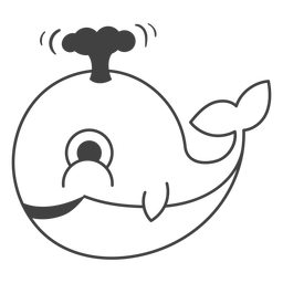 Feliz trazo lleno de ballena Diseño PNG