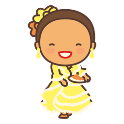 Colombian girl yellow dress flat Transparent PNG