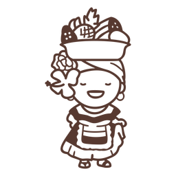 Colombian fruit lady filled-stroke PNG Design