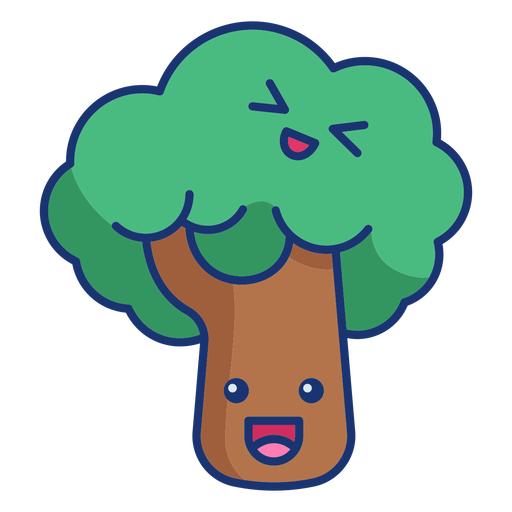 Happy tree semi-flat PNG Design